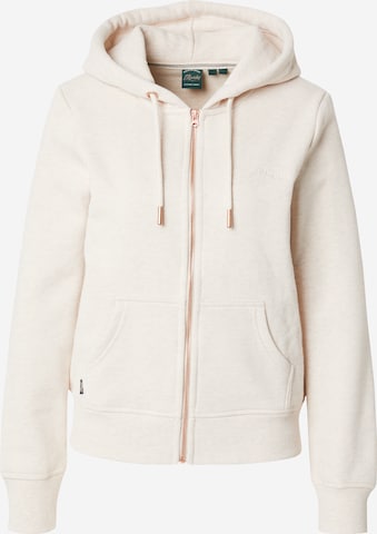 Veste de survêtement 'Essential' Superdry en beige : devant