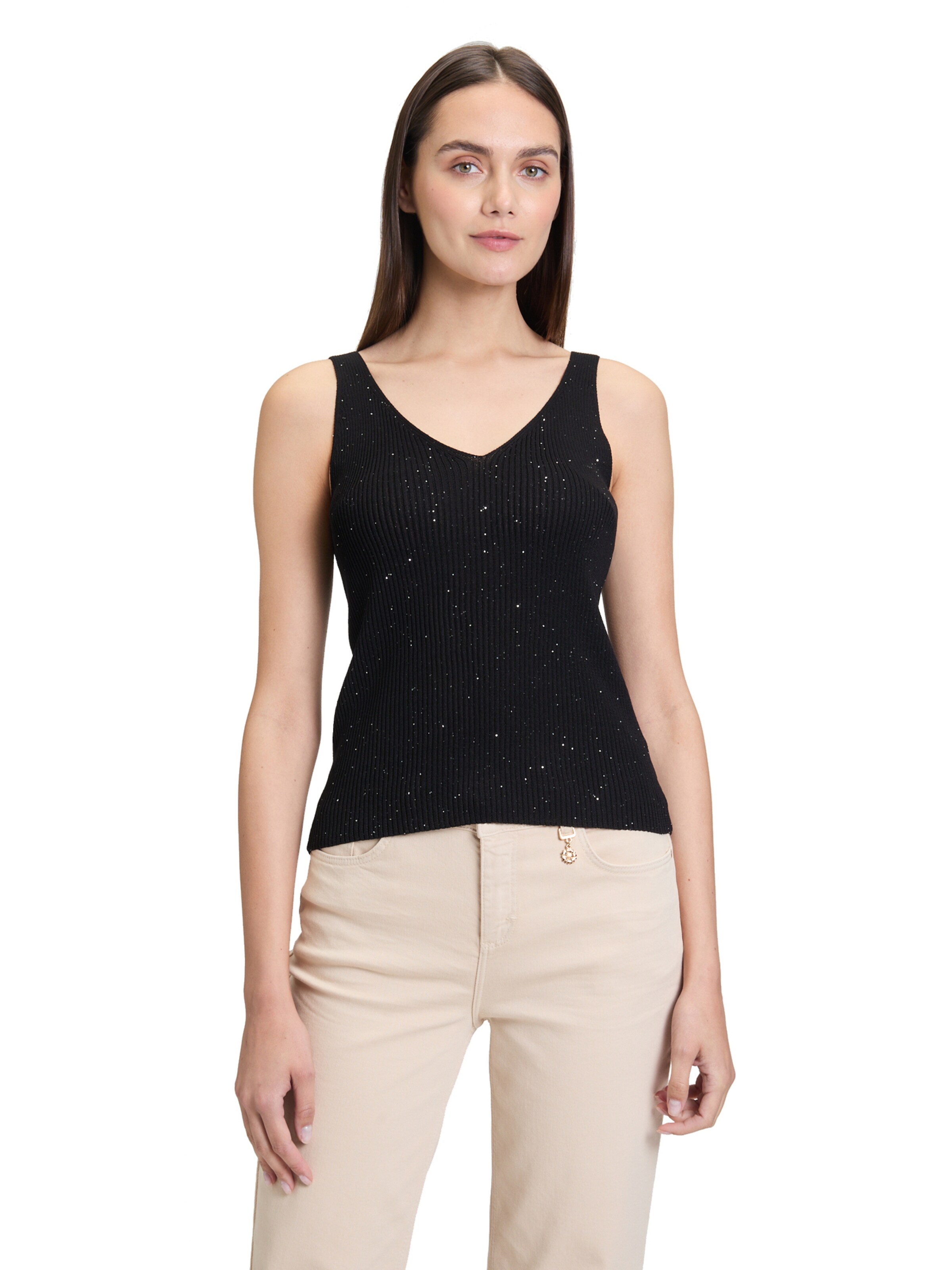 Top in maglia di Cartoon in nero: frontale