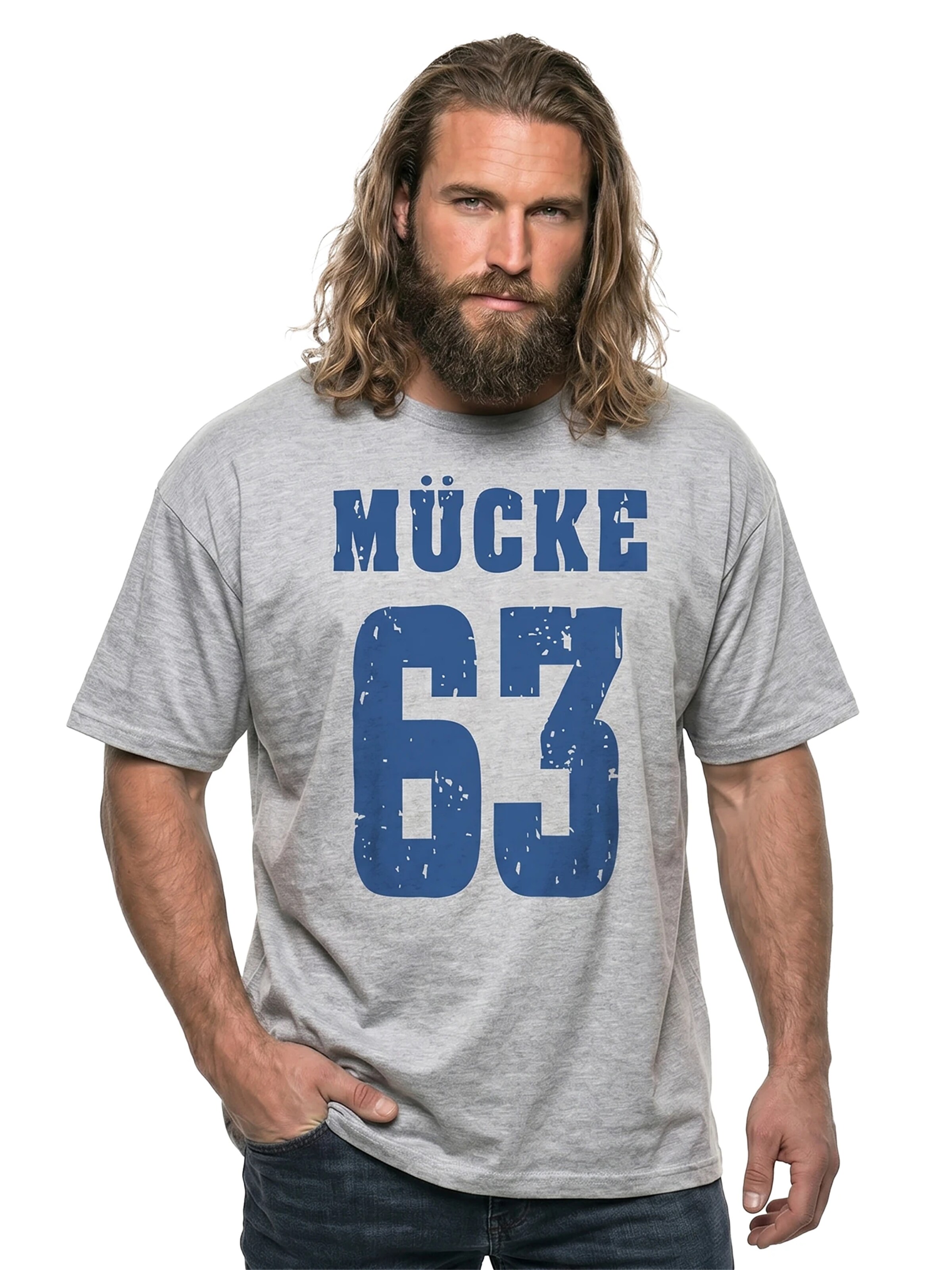 MAKAYA Shirt 'Mücke 63' in Grey: front