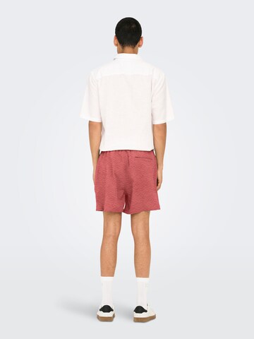 Only & Sons Board Shorts 'ONSTed' in Red