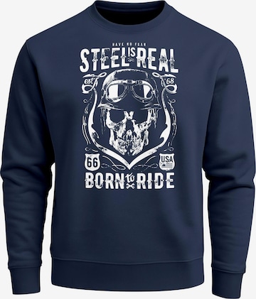 Neverless Sweatshirt 'Steel is Real' in Blue: front