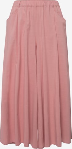 Ulla Popken Wide leg Pleat-Front Pants in Pink: front