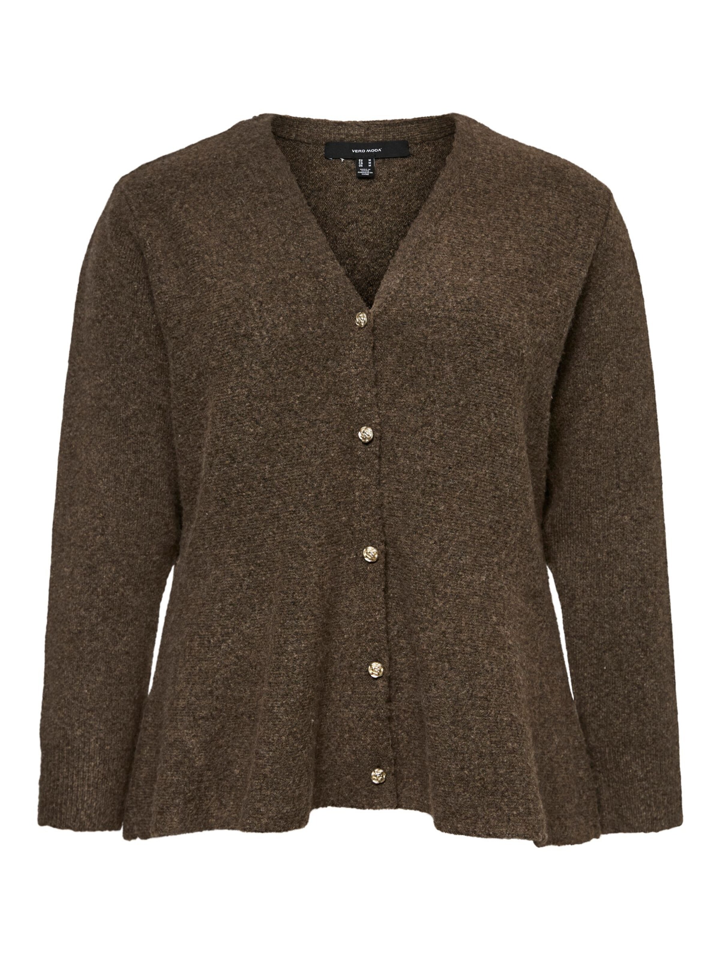 Cardigan 'VMCgrace' Vero Moda Curve en marron : devant