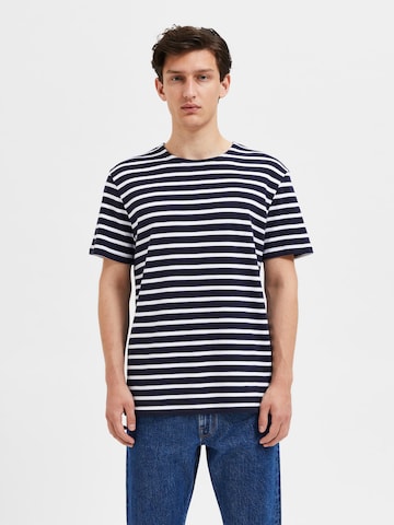 T-Shirt 'Briac' SELECTED HOMME en bleu : devant