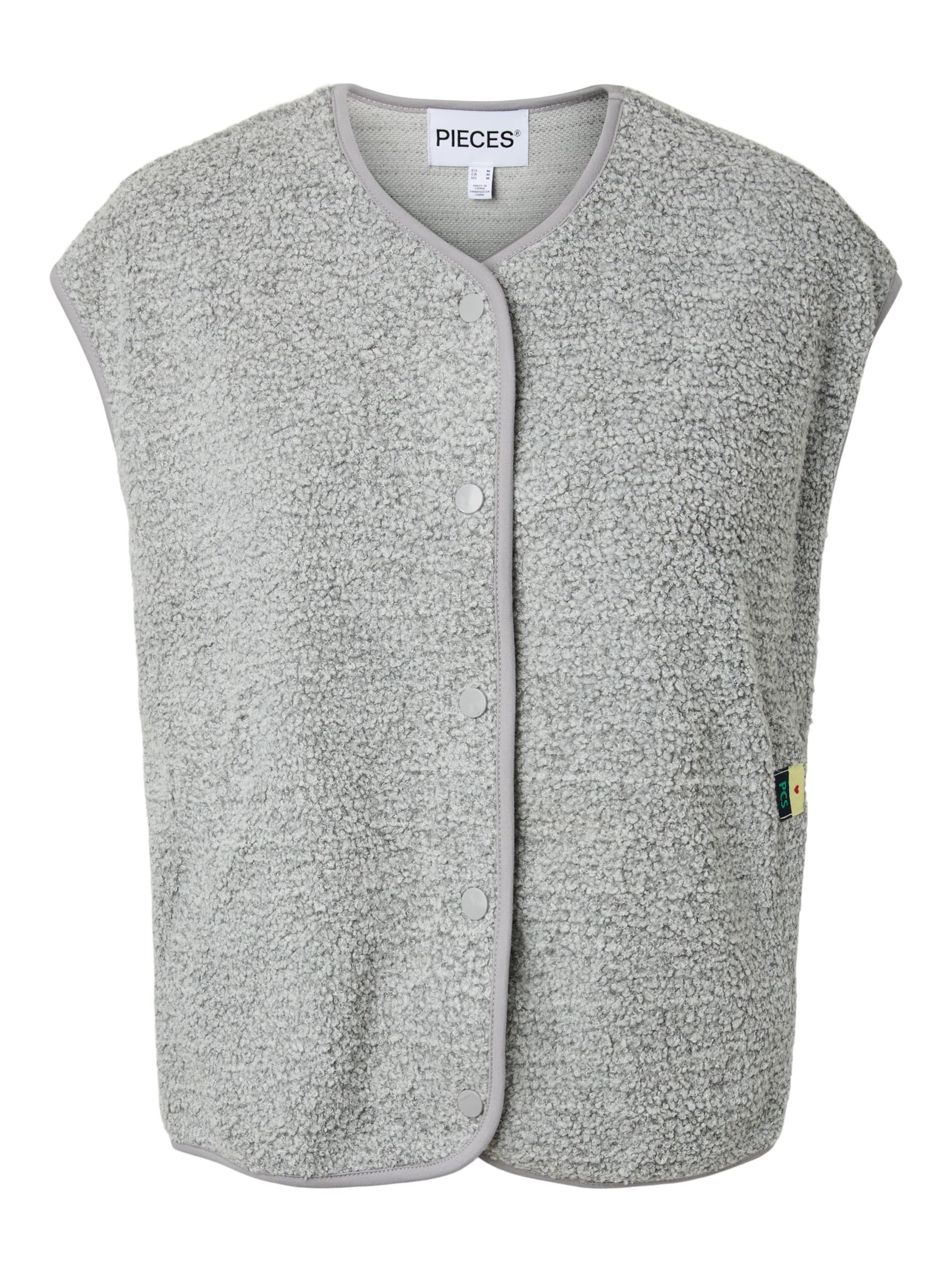 Gilet 'KATTY' di PIECES in grigio: frontale