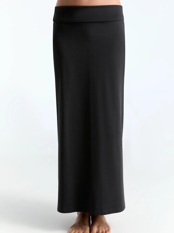 Leela COTTON Skirt 'Damen Bio-Baumwoll-Maxirock mit Schlitzen' in Black