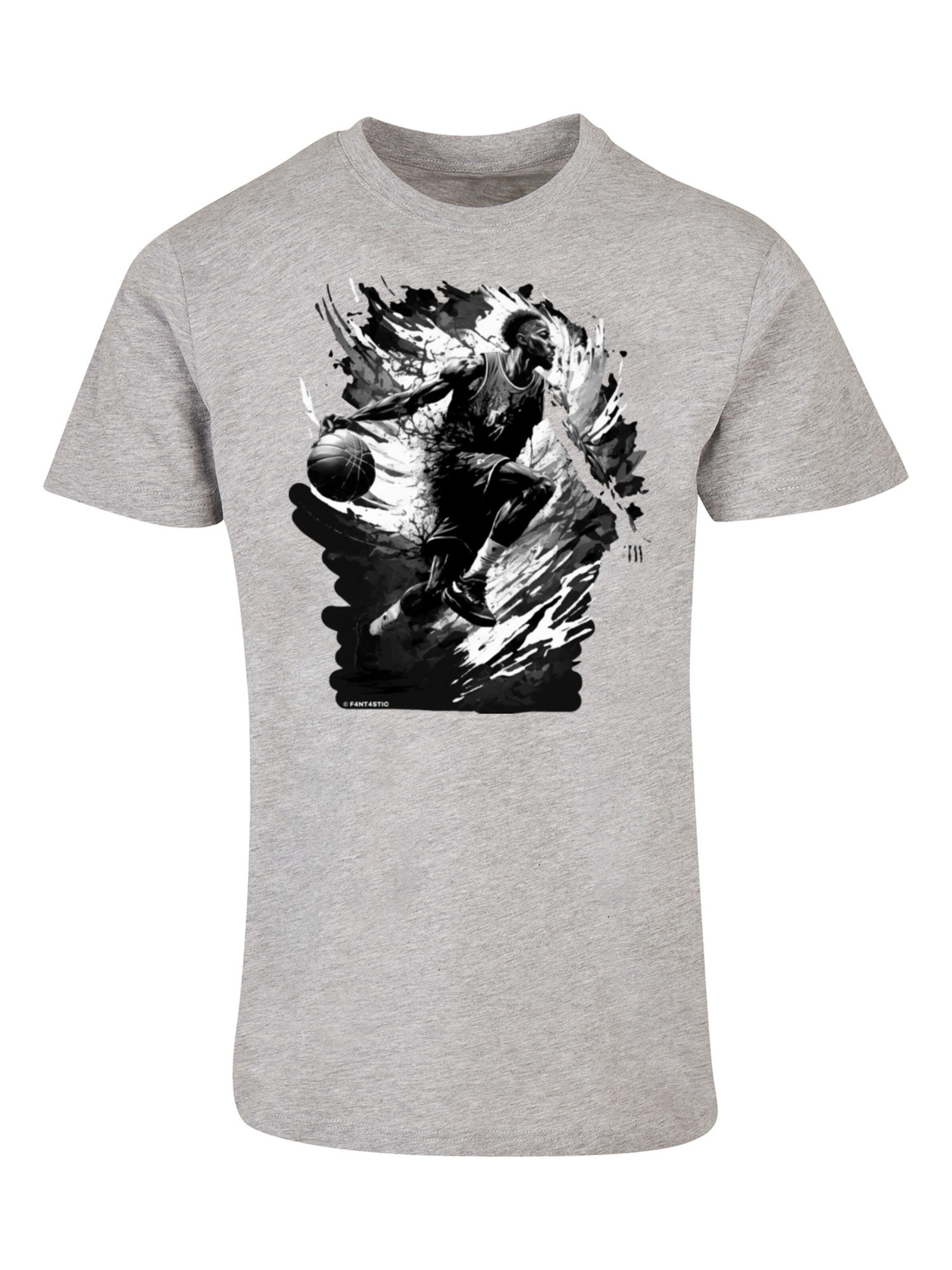 T-Shirt 'Basketball' F4NT4STIC en gris : devant