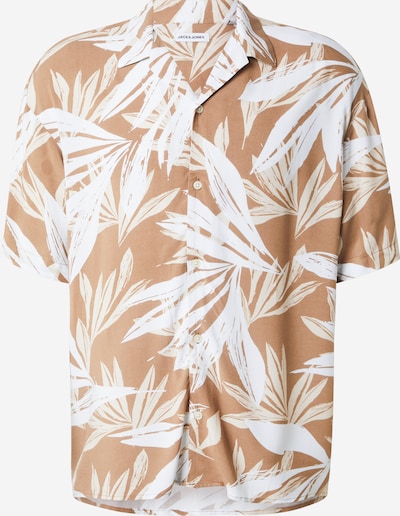 JACK & JONES Paita 'JJEJeff Tropical' värissä khaki / valkoinen, Tuotenäkymä