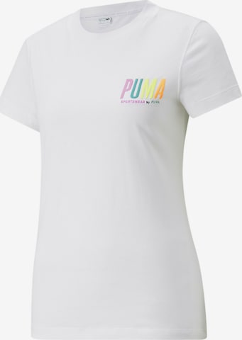 PUMA Shirt 'Smileworld' in Wit: voorkant