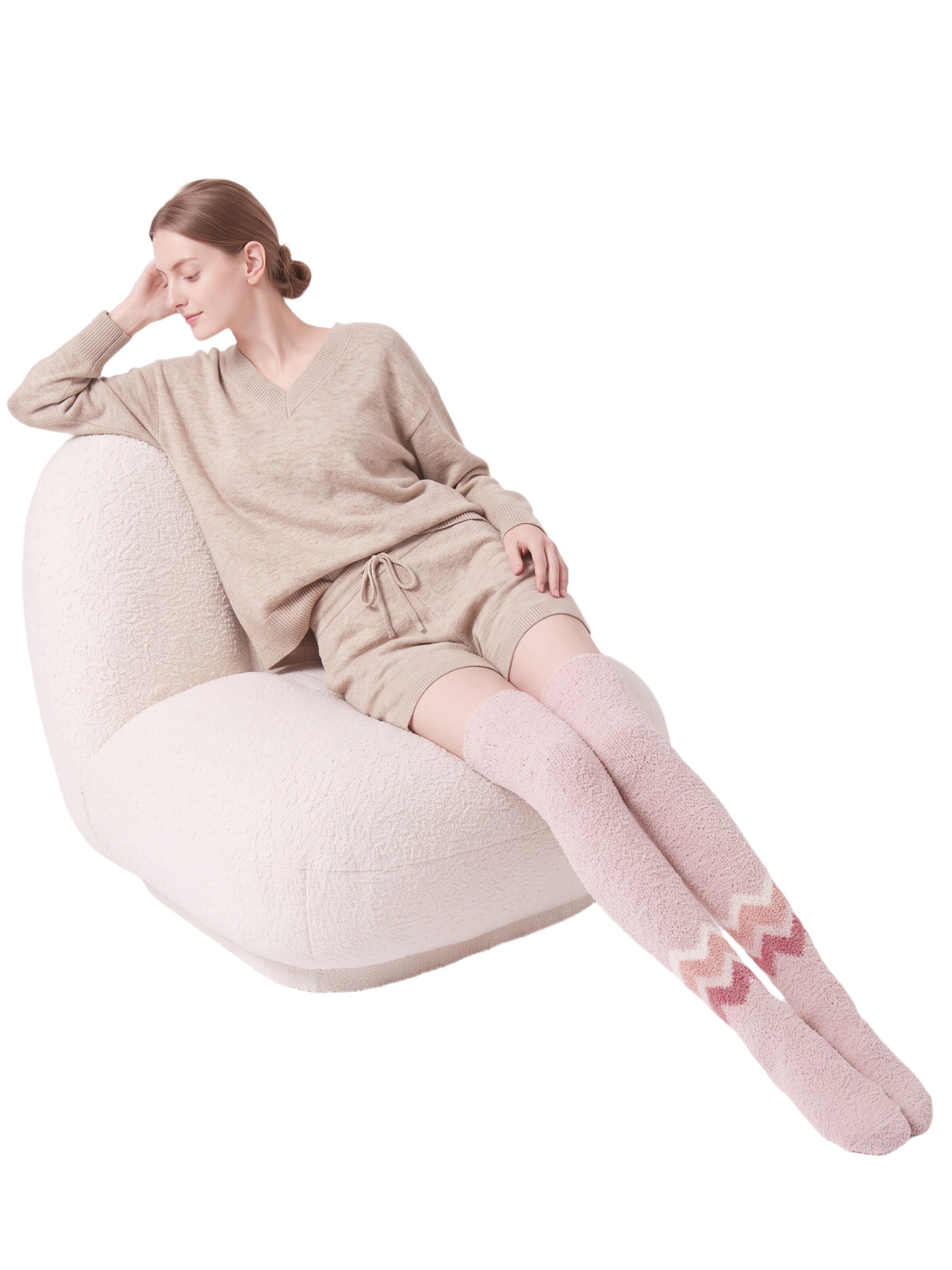 BONVERANO Over the Knee Socks in Brown