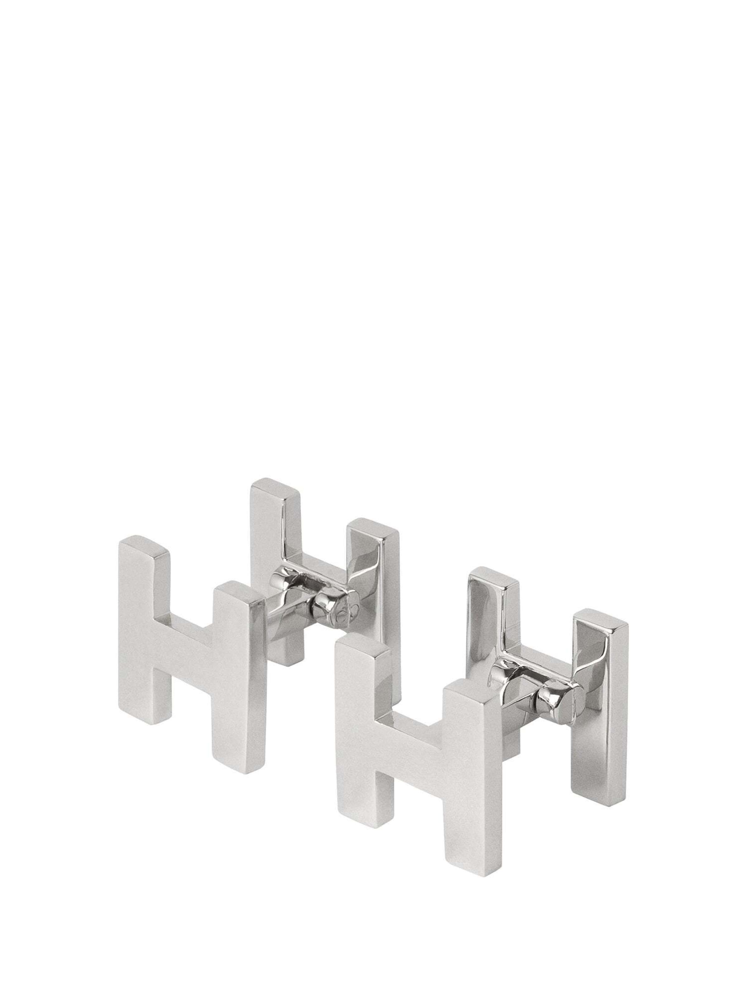 Hackett London Manschettenknöpfe 'H' in silber, Produktansicht