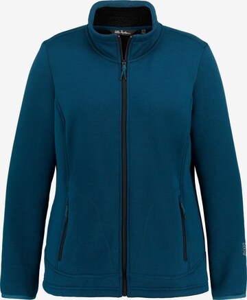 Ulla Popken Fleece jas in Blauw: voorkant