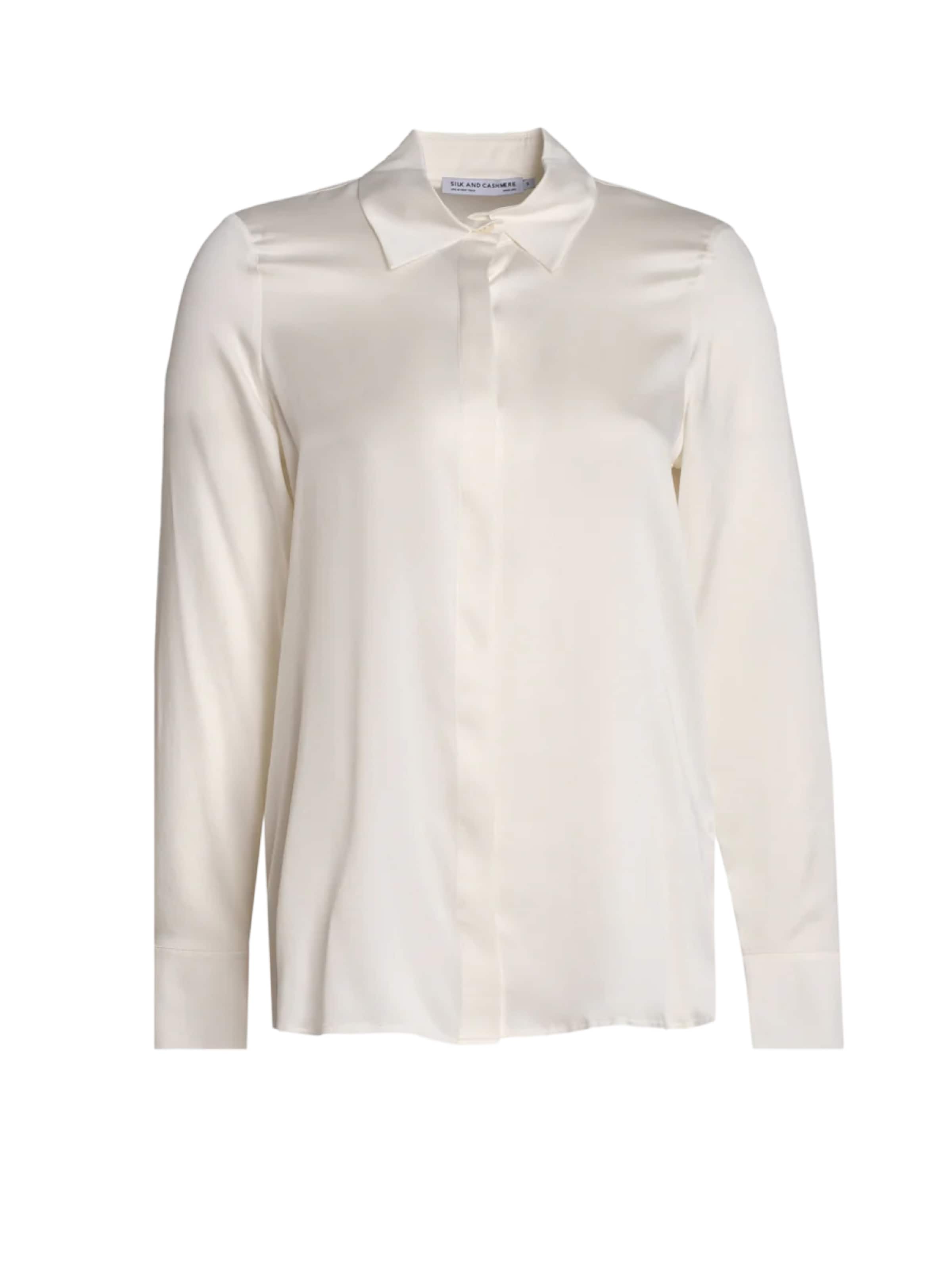 SILK & CASHMERE Shirt in Wit: voorkant