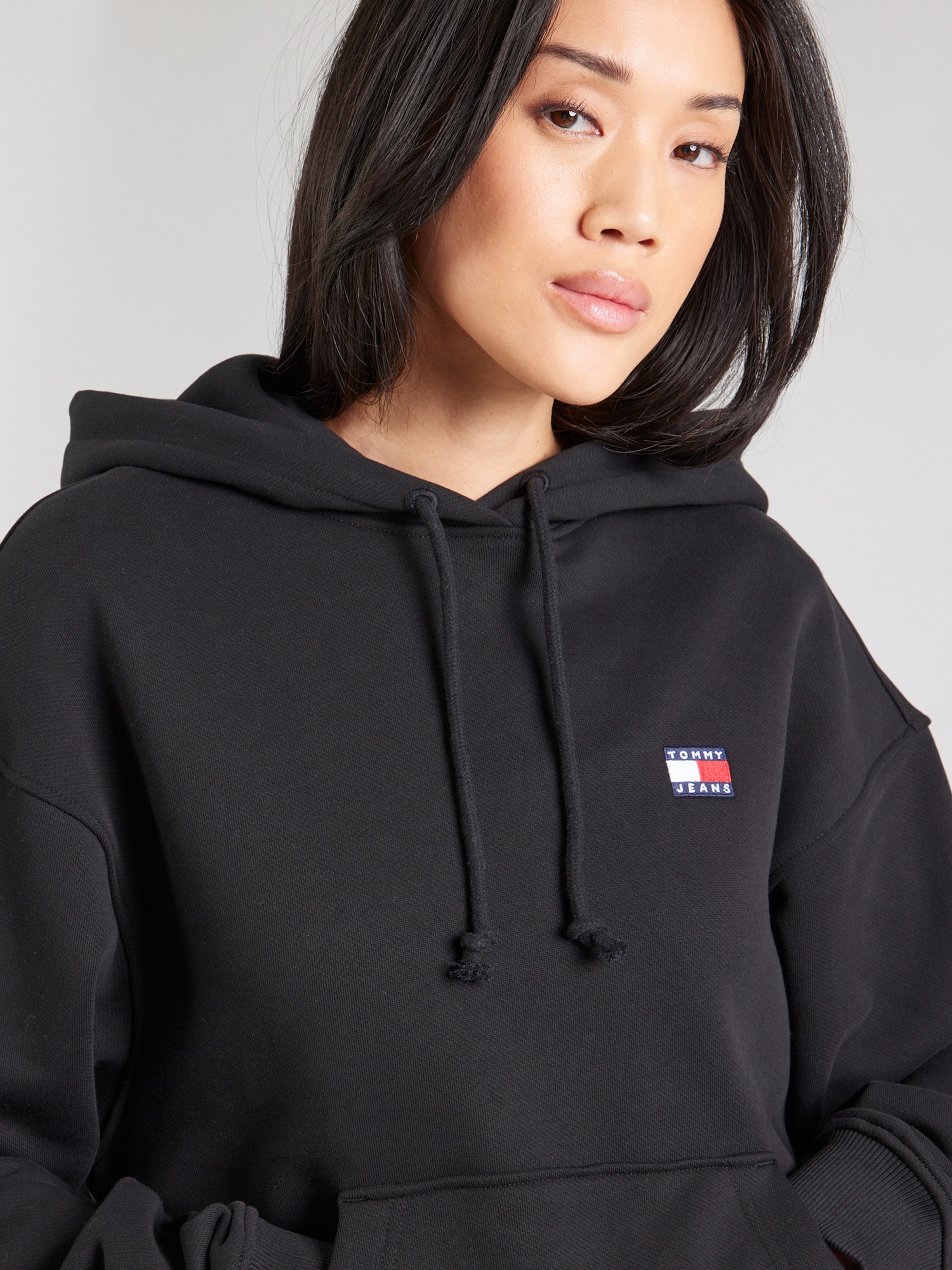 Pink Tommy Hilfiger Flag Logo Cropped Sweatshirt TOMMY JEANS Black 