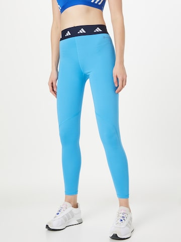 ADIDAS PERFORMANCE Skinny Sportbroek 'Techfit' in Blauw: voorkant