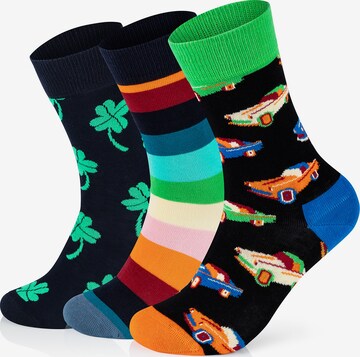 Happy Socks Sokken '3-Pack Stripe Big Luck Car' in Gemengde kleuren: voorkant
