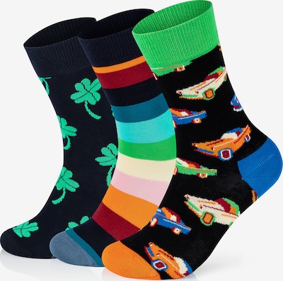 Happy Socks Chaussettes '3-Pack Stripe Big Luck Car' en mélange de couleurs, Vue avec produit