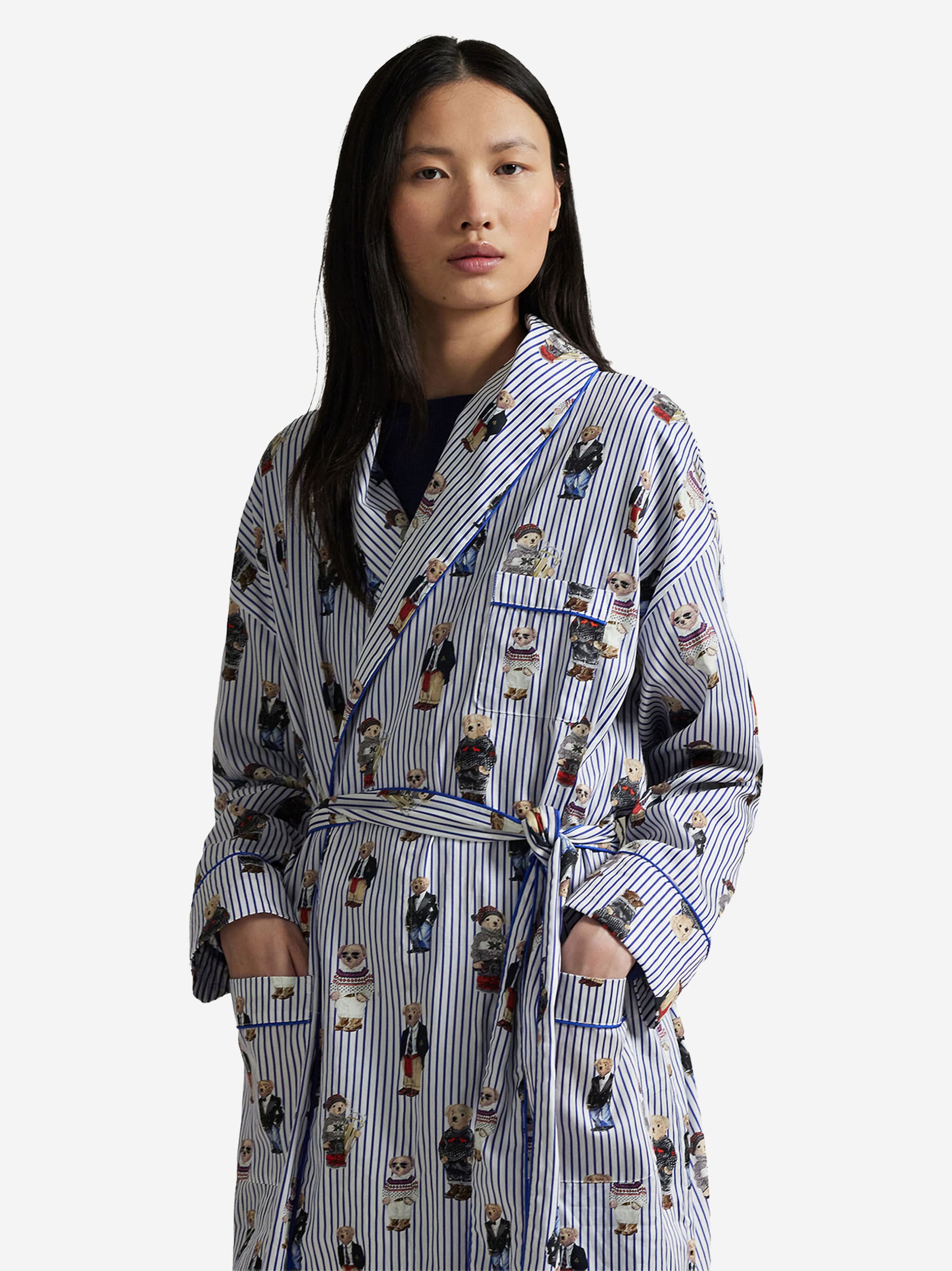 Polo Ralph Lauren Morgenmantel ' Iconic Bear ' in Blau