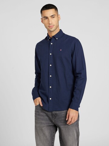 JACK & JONES Regular fit Overhemd 'SUMMER SHIELD' in Blauw: voorkant
