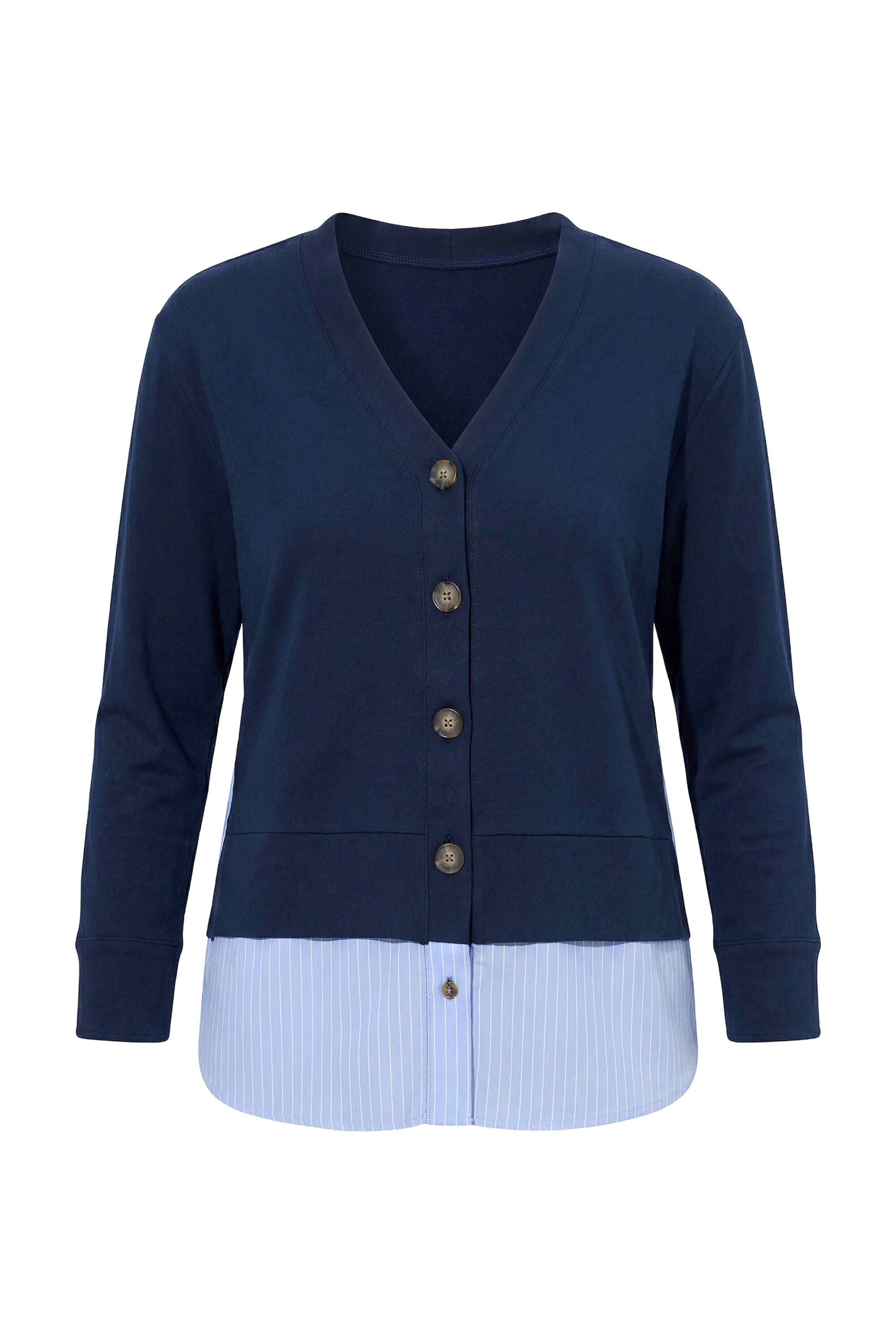 Ulla Popken Sweat jacket in M-L in Blue / Marine blue / White, Item view