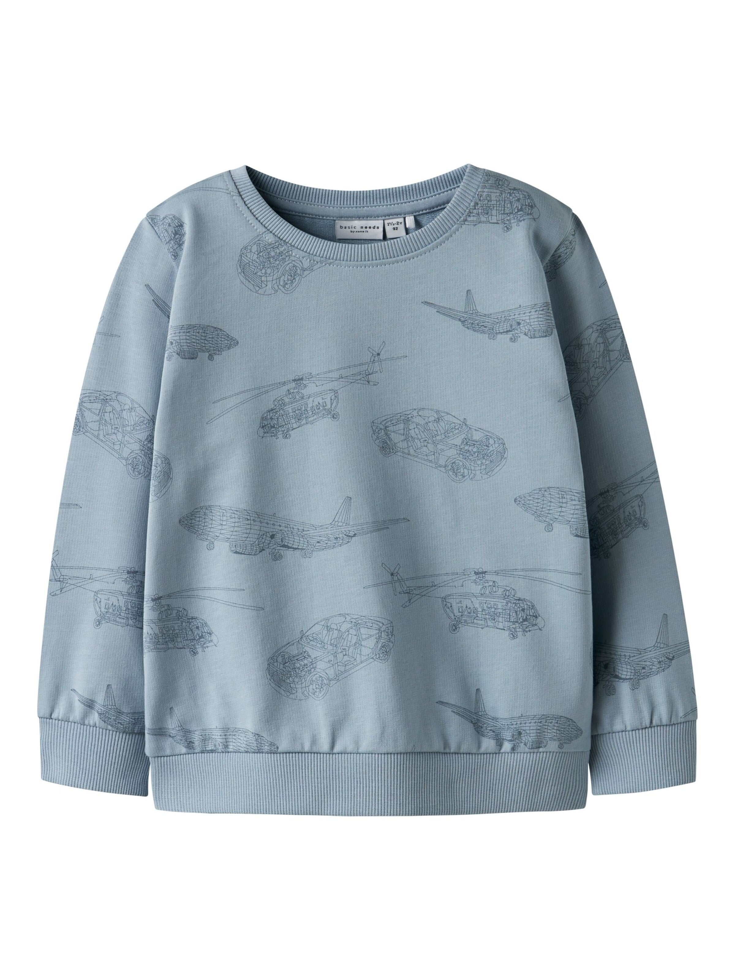 NAME IT Sweatshirt 'Sweatshirt NMMVARON LS AOP SWT UNB' in Blue: front