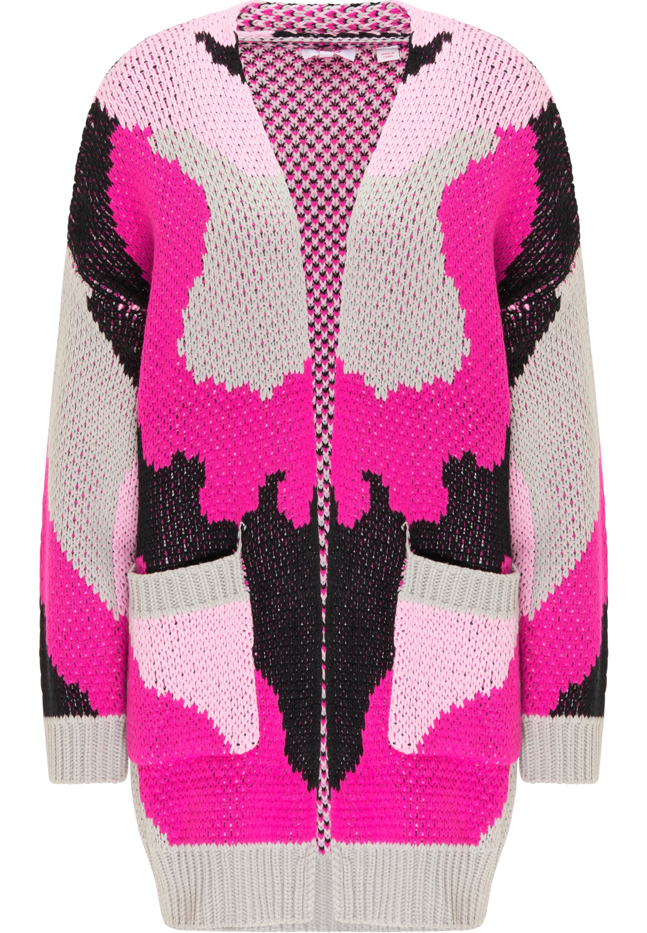 Mymo Strickjacke In Grau Pink Rosa Schwarz About You