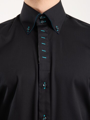 Slim fit Camicia 'Roma' di 7Camicie in nero