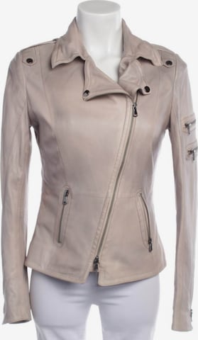 Schyia Lederjacke / Ledermantel M in Weiß: Vorderseite