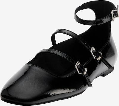 Pull&Bear Ballerines à lanières en noir, Vue avec produit