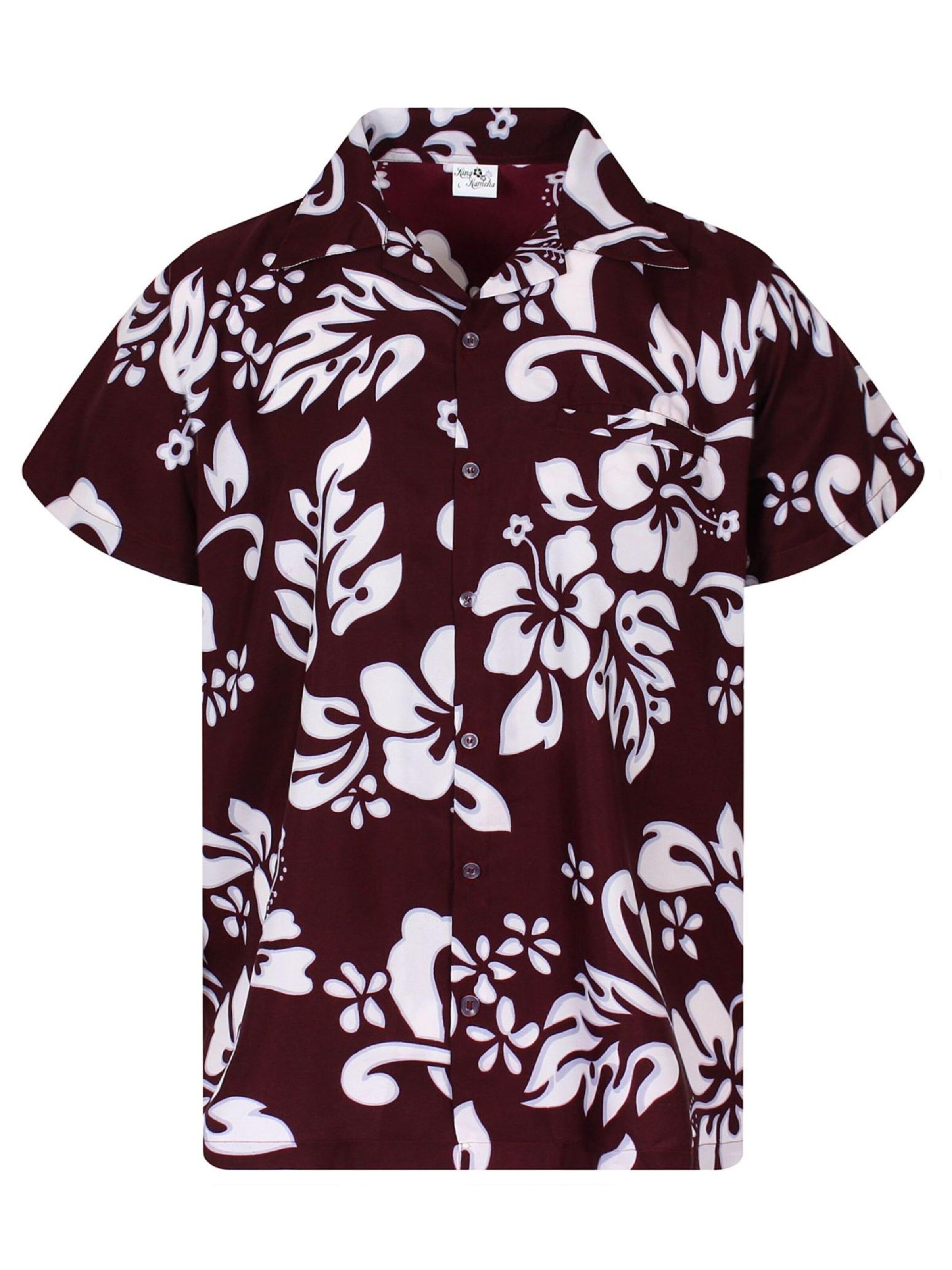 King Kameha Shirt 'Hibiscus' in Red: front