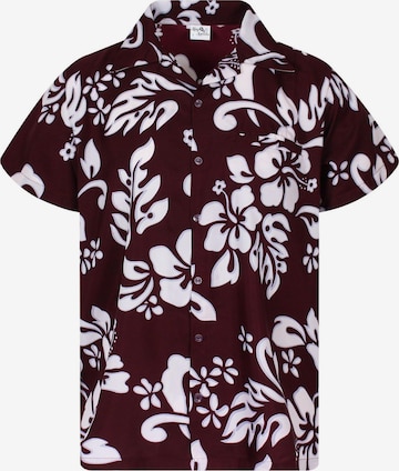 King Kameha Shirt 'Hibiscus' in Rot: Vorderseite