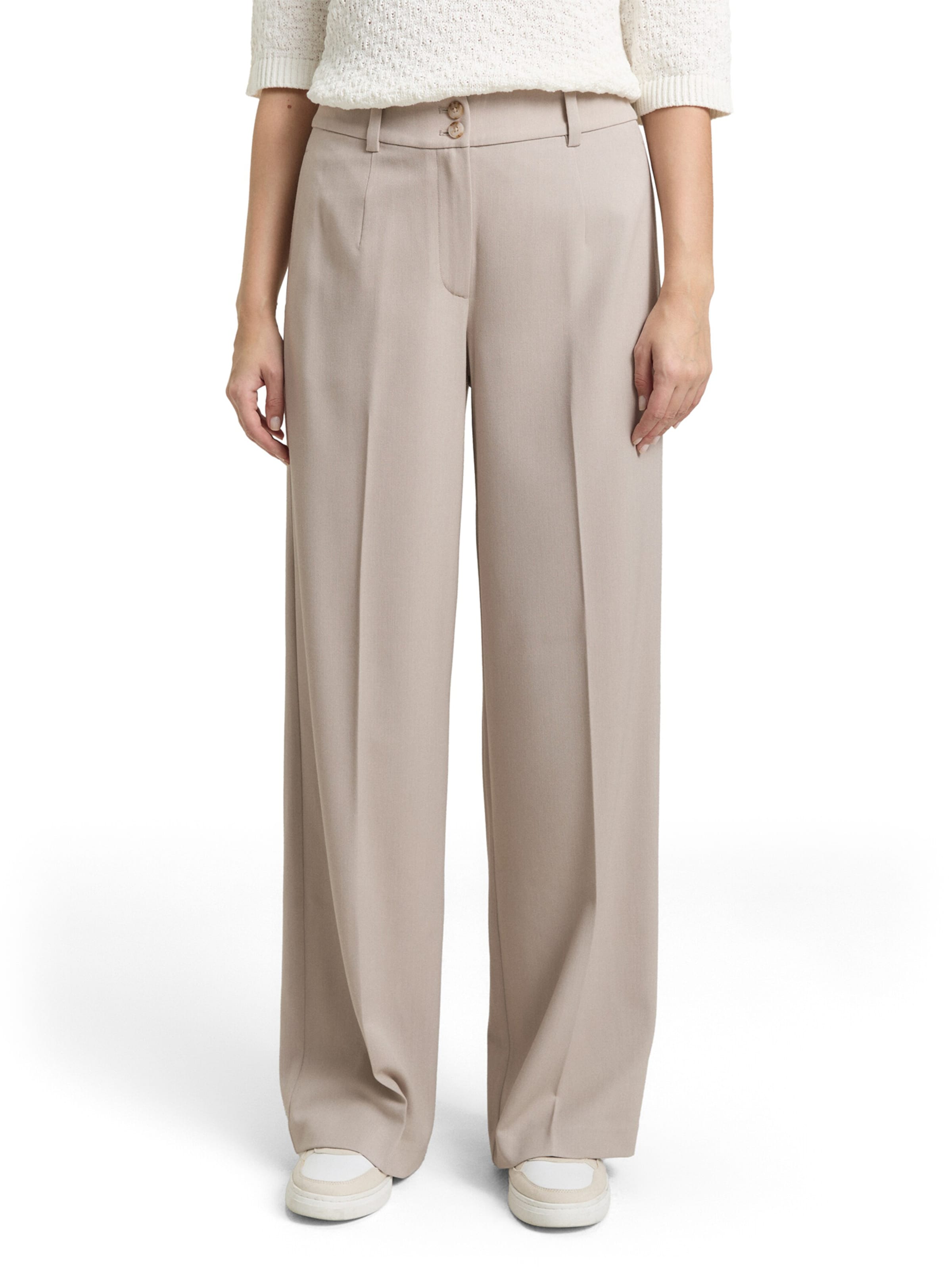 TOM TAILORWide Leg/ Široke nogavice Hlače na crtu 'Lea' - siva boja: prednji dio