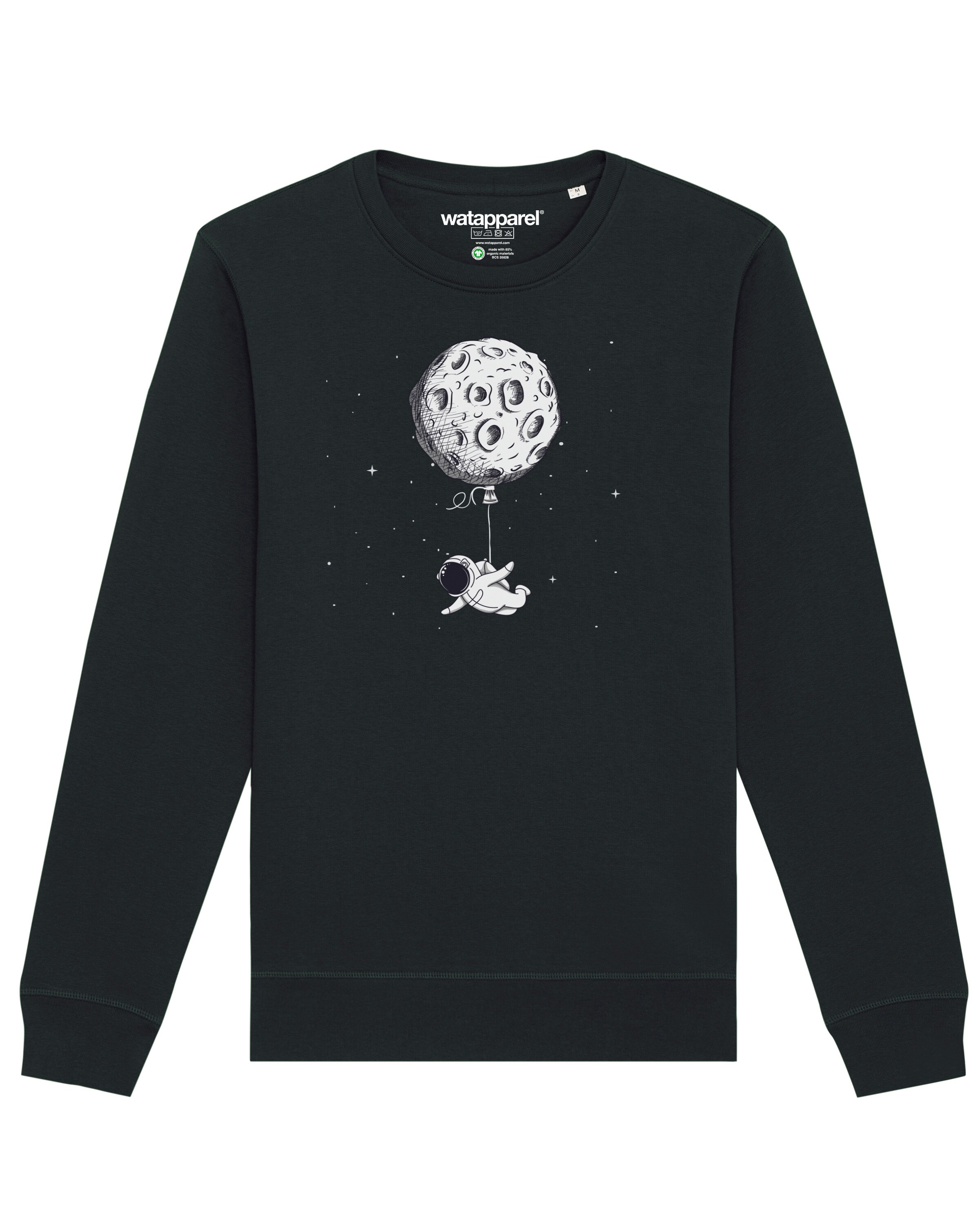 Watapparel Sweatshirt ' Funny Spaceman ' in Black: front