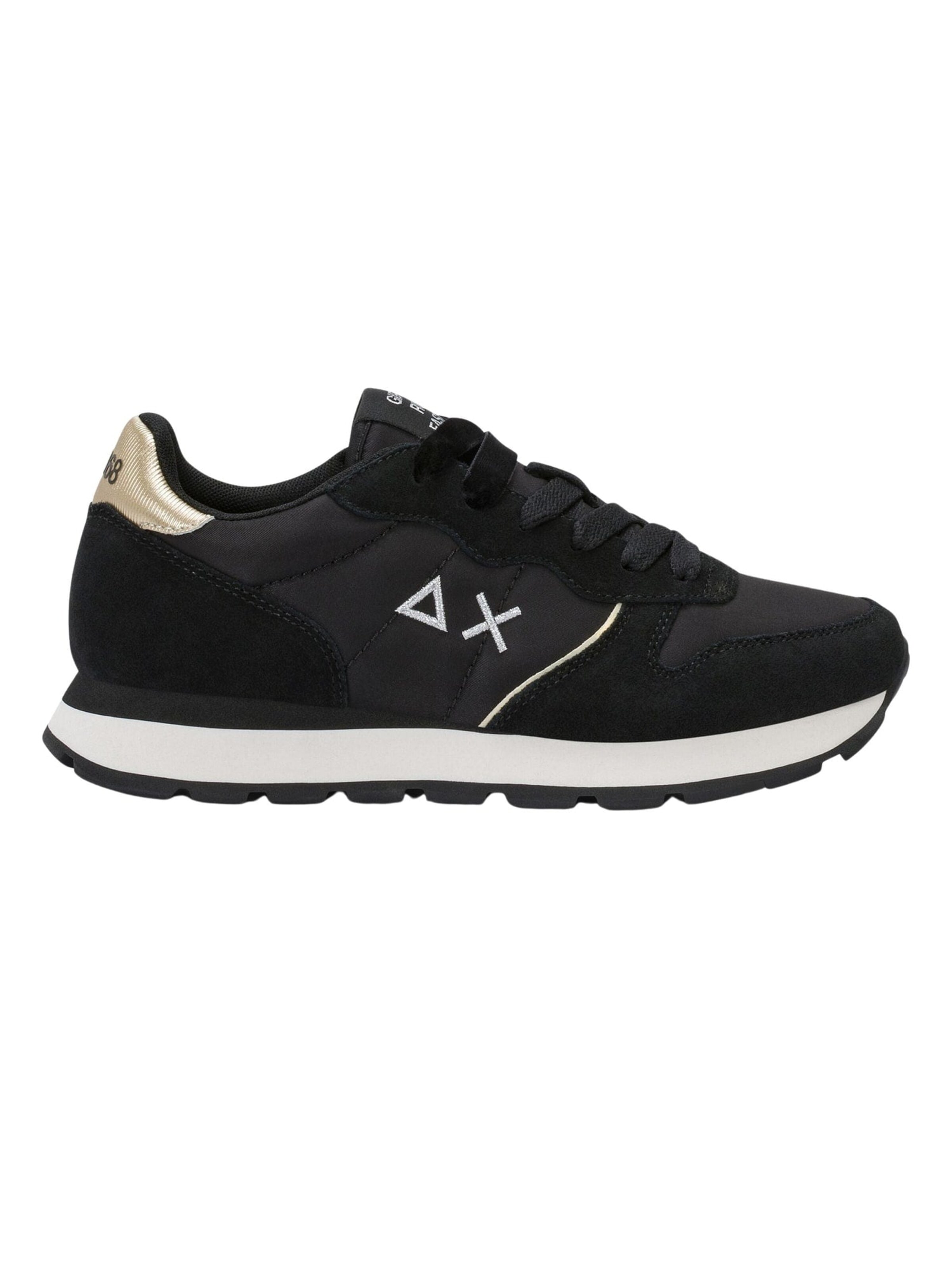 SUN68 Sneakers laag 'Sneaker Ally Gold Silver in black/medium grey suede and nylon' in Zwart: voorkant