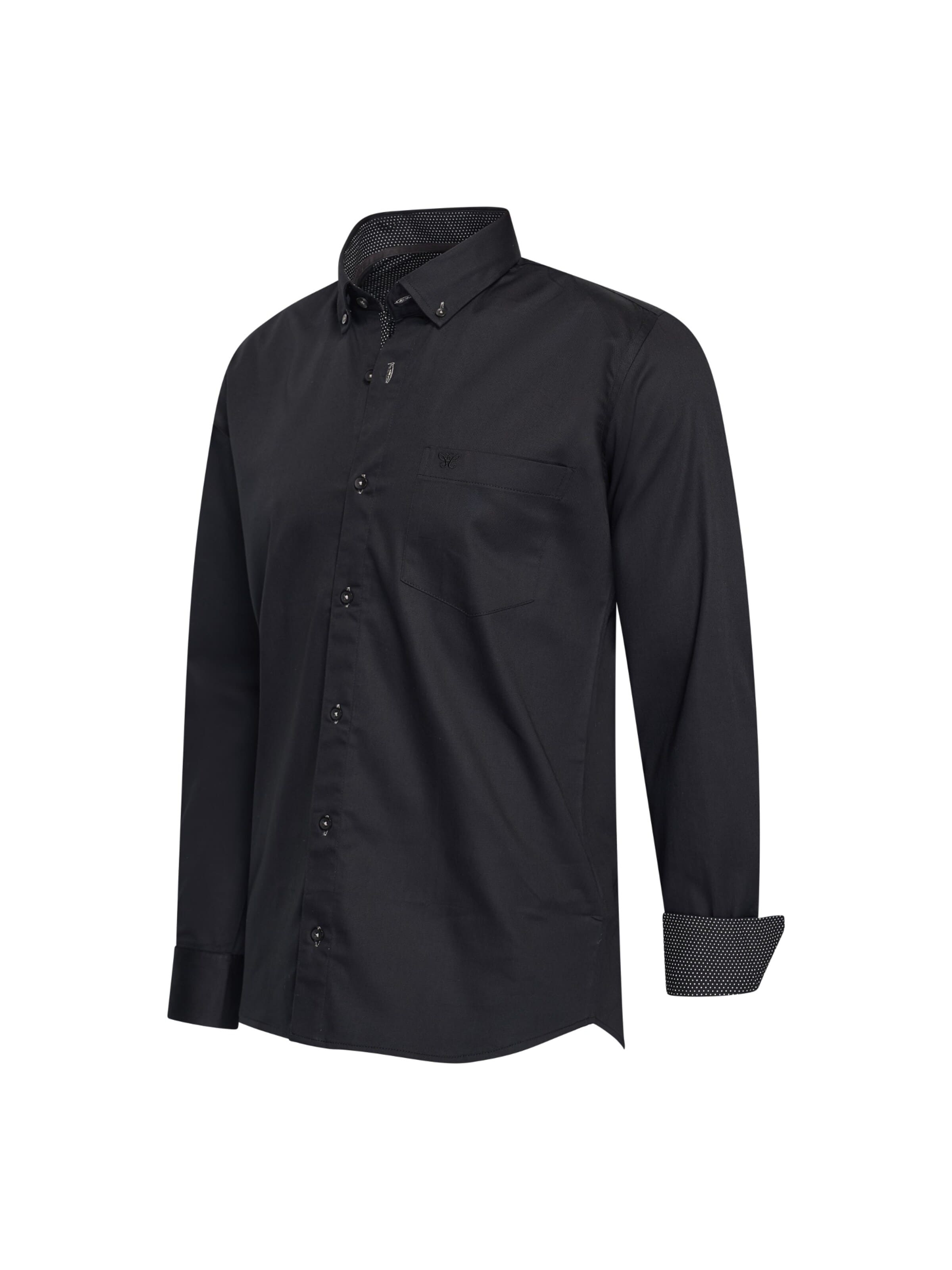 CAPPUCCINO Regular fit Button Up Shirt 'Cappuccino Italia ''Ancona Stretch''' in Black: front