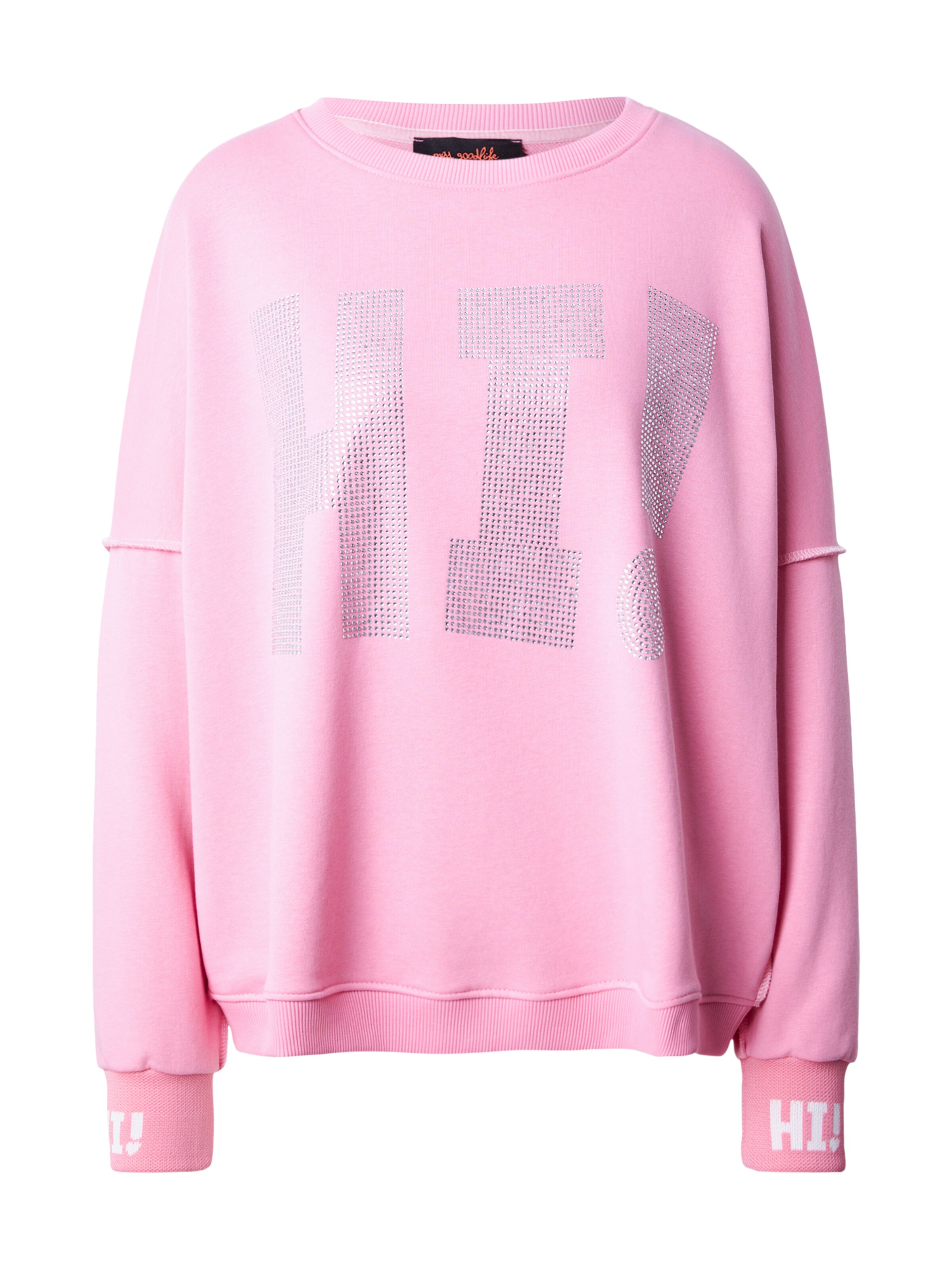 miss goodlife Collegepaita 'Hi!' värissä vaaleanpunainen: etupuoli