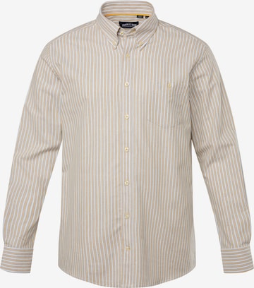 John F. Gee Comfort fit Button Up Shirt in Beige: front