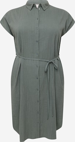 ONLY Carmakoma Skjortklänning 'Tizana' i grön: framsida