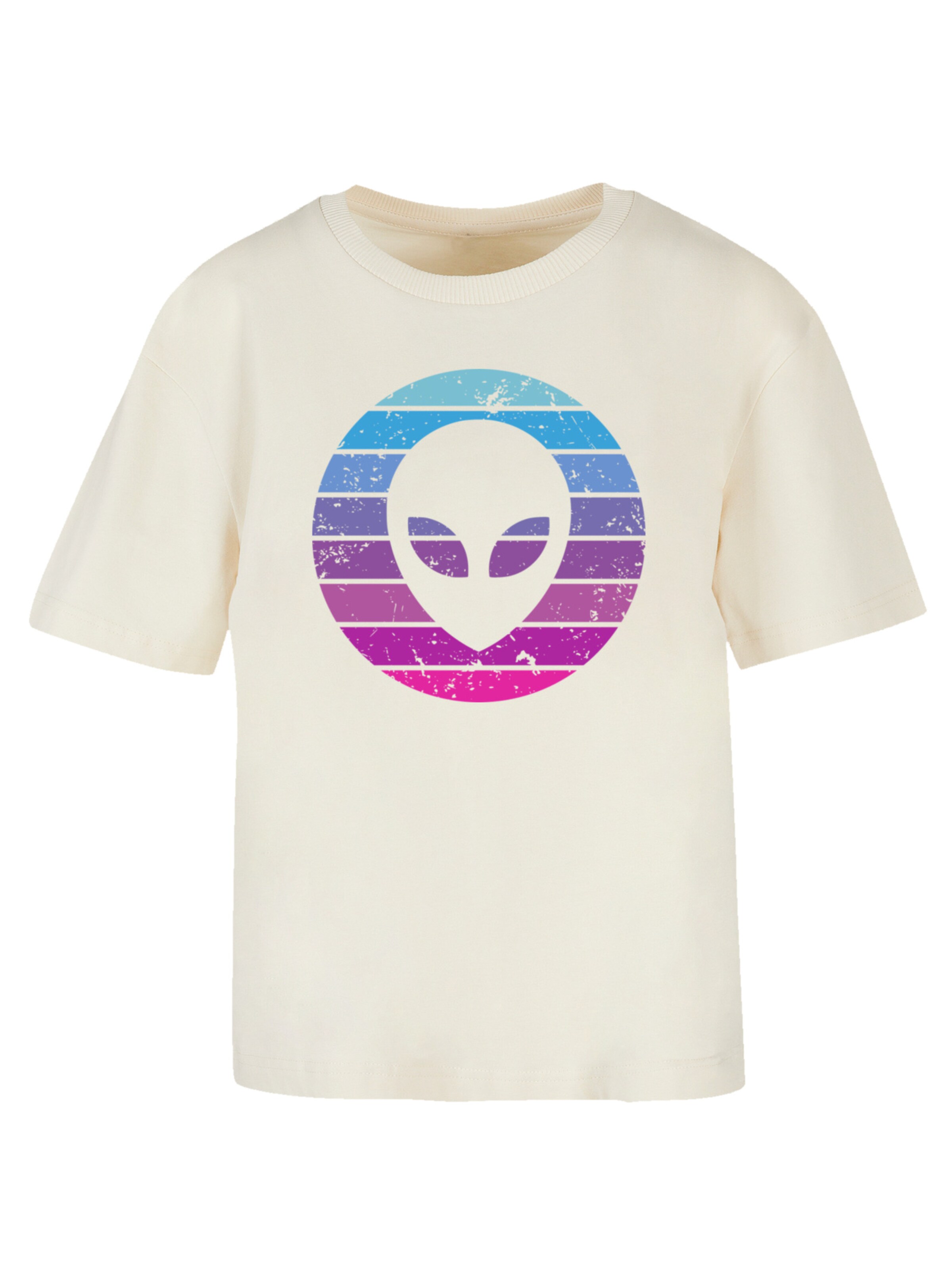 F4NT4STIC Shirt 'Alien Kopf' in Beige: voorkant