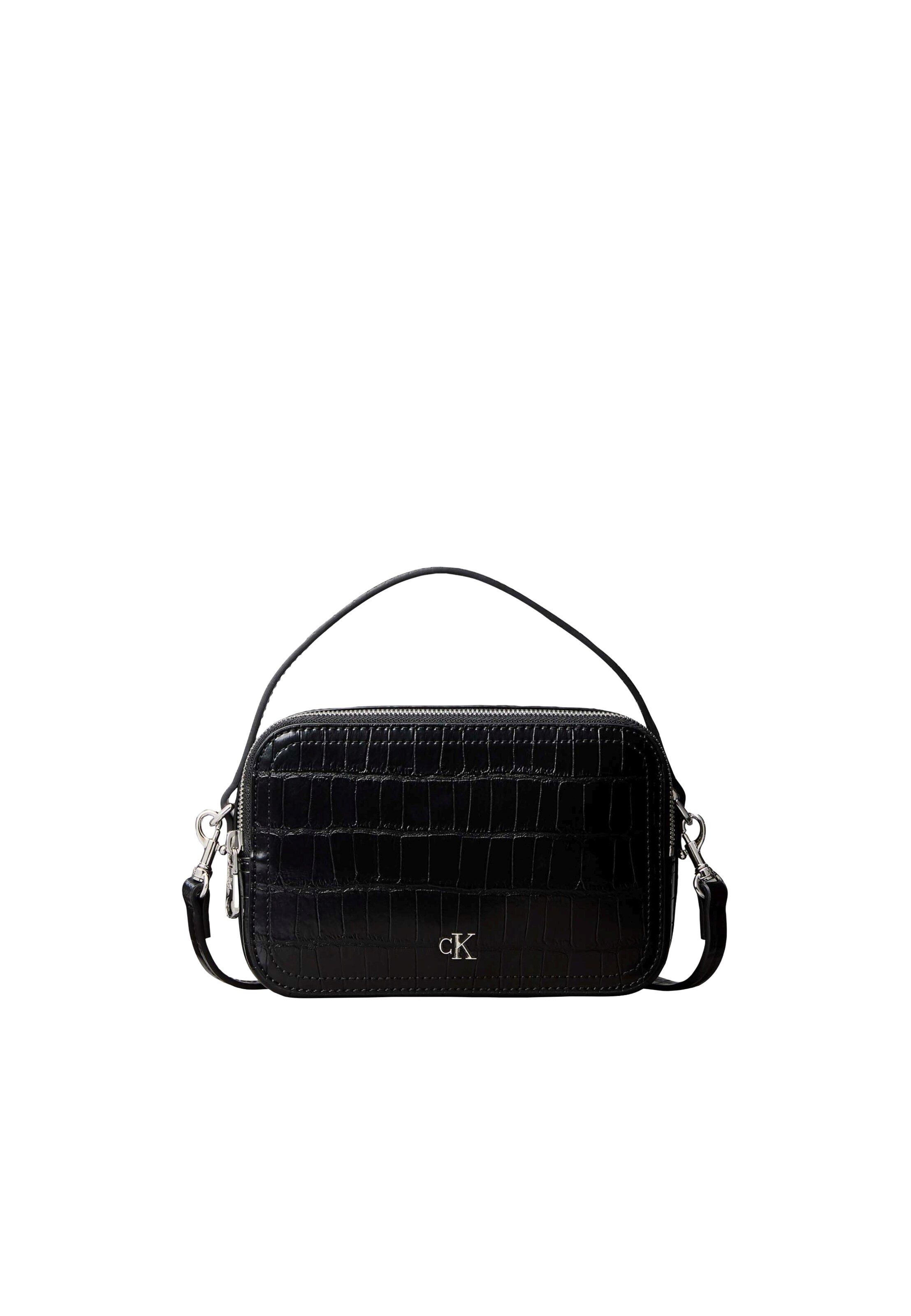 Calvin Klein Kameratasche 'Monogram Crocodile' in Schwarz: Vorderseite