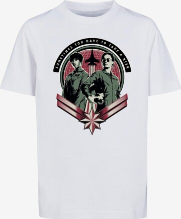 ABSOLUTE CULT Shirt 'Captain Marvel - Take A Risk' in White: front