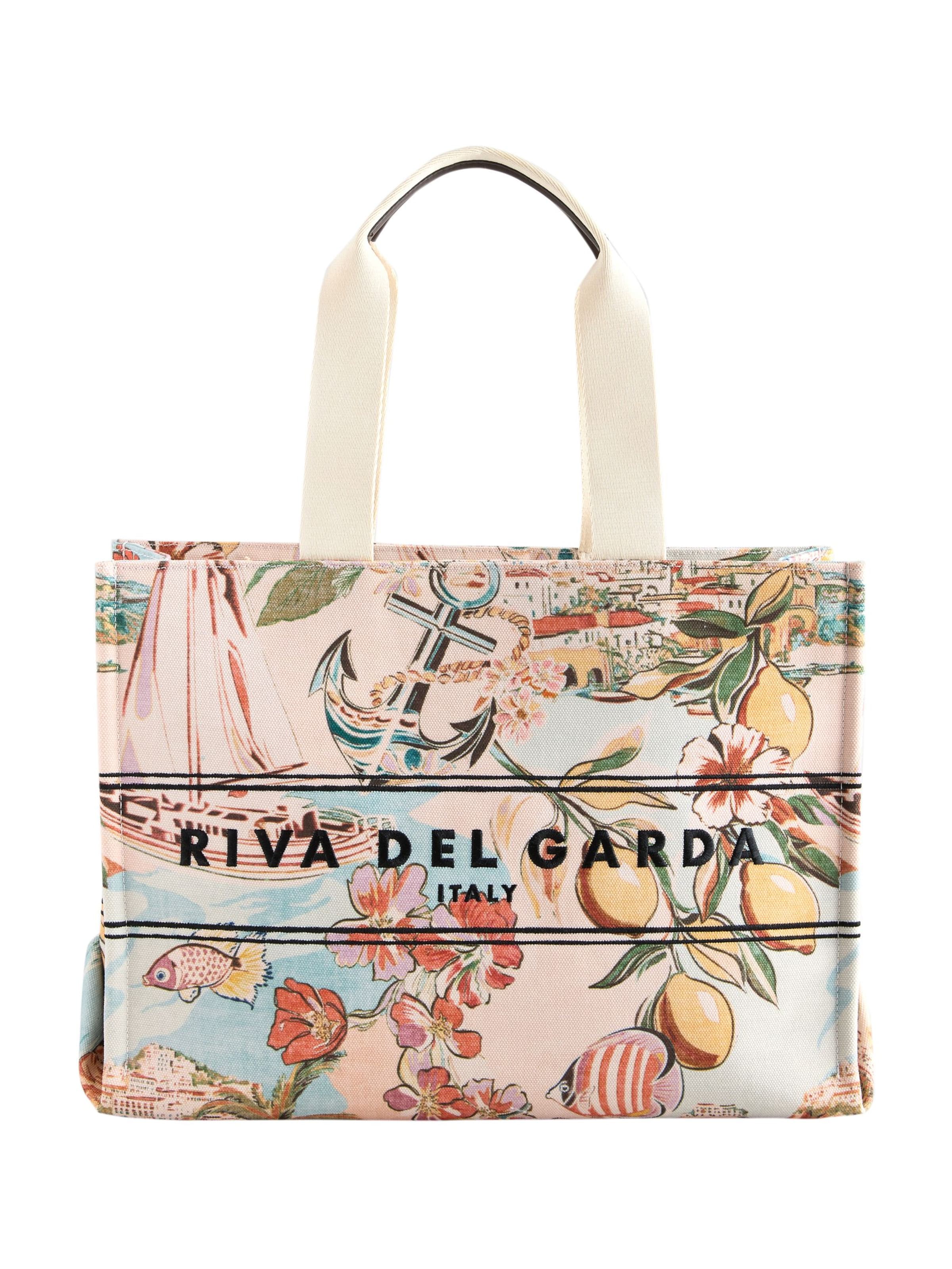 Next Cabas en bleu clair / miel / rose / noir, Vue avec produit