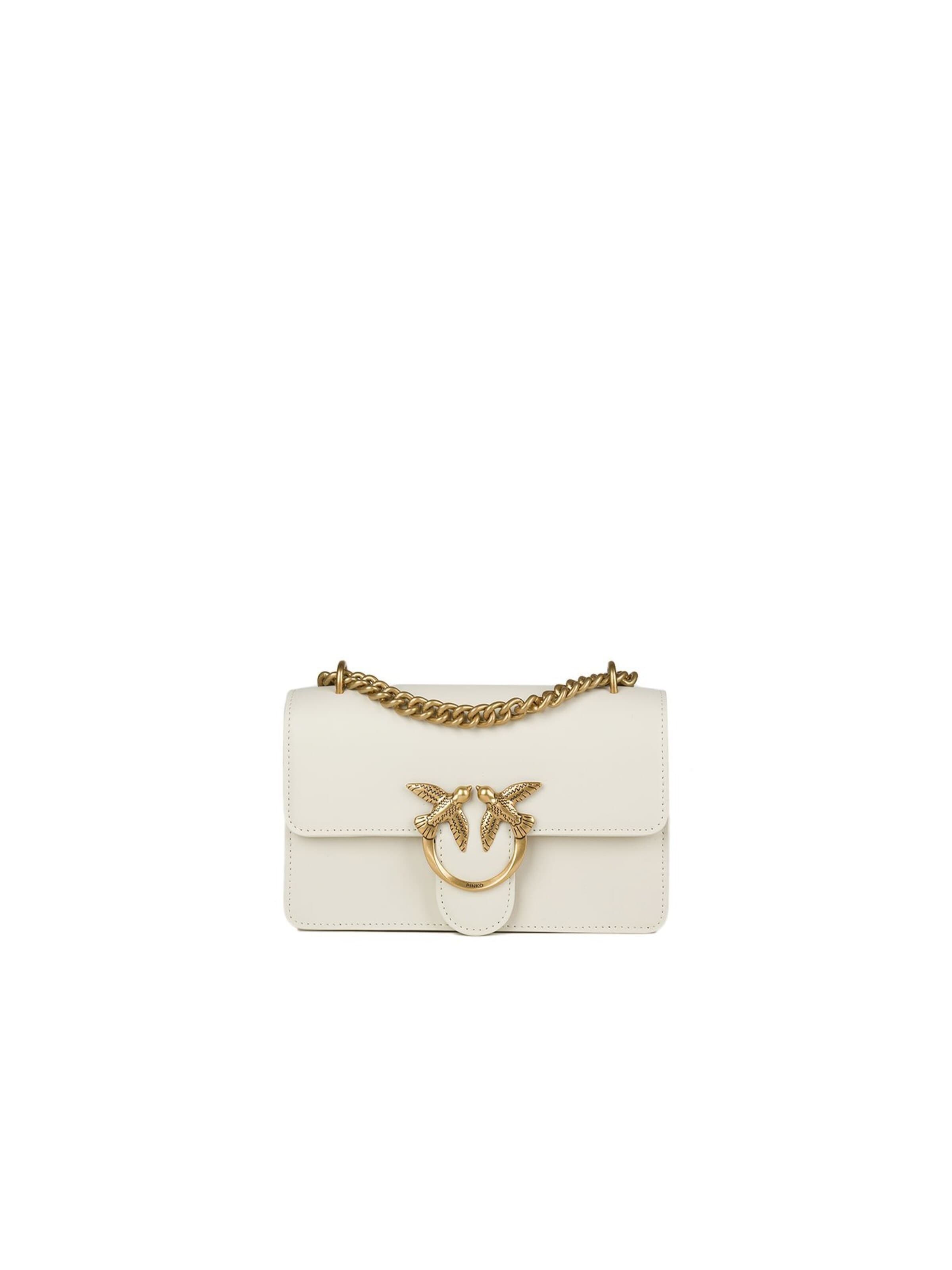 PINKO - Bolso de hombro 'Love One Mini Dc Vitello Seta' en blanco: frente