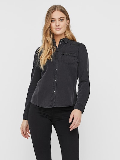 VERO MODA Bluse 'Maria' in black denim, Modelansicht