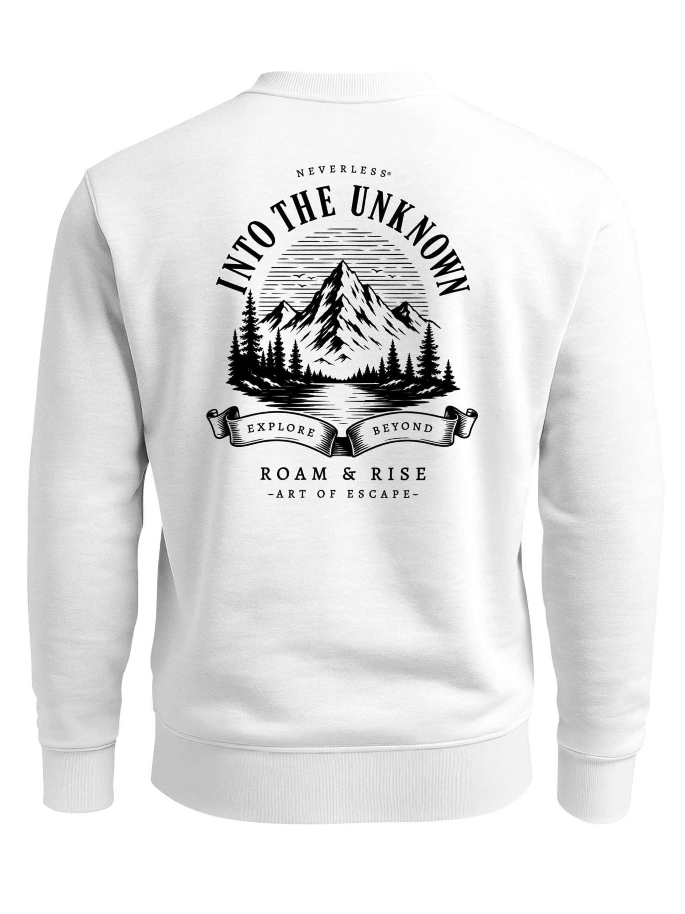 Neverless Sweatshirt 'Into the Unknown' in White: front
