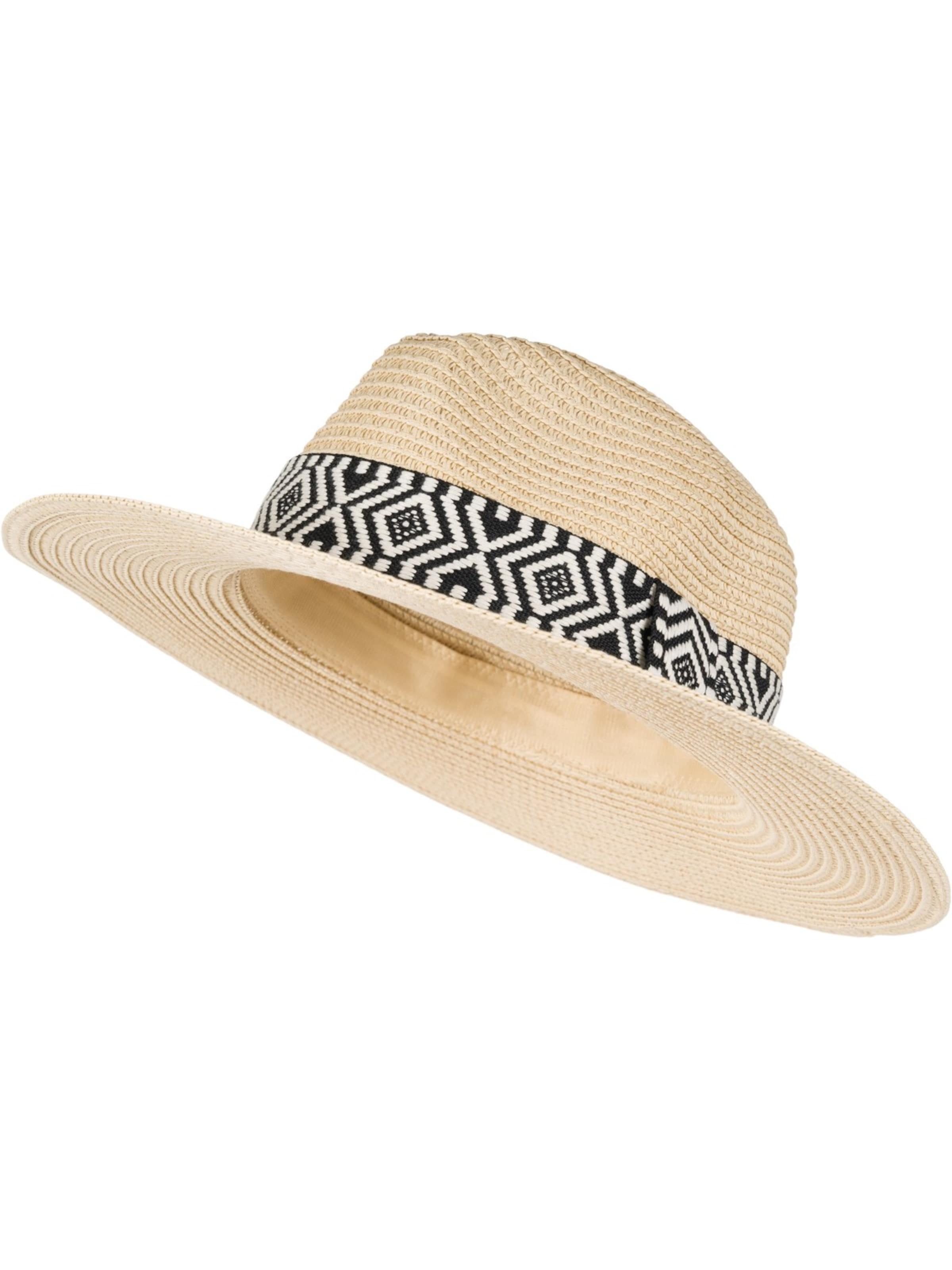 styleBREAKER Hut 'Panama Strohhut Hutband Azteken Muster'‌‌‌‌‌‌‌ in Beige: Vorderseite