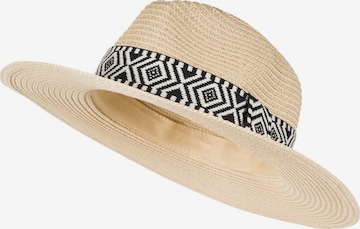 styleBREAKER Hut 'Panama Strohhut Hutband Azteken Muster' in Beige: Vorderseite