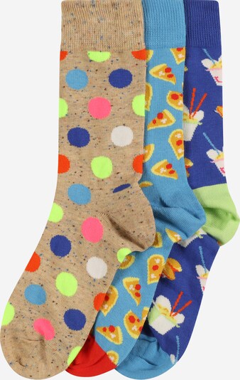 Șosete 'Pizza Love' Happy Socks pe bej deschis / indigo / albastru fumuriu / verde deschis, Vizualizare produs