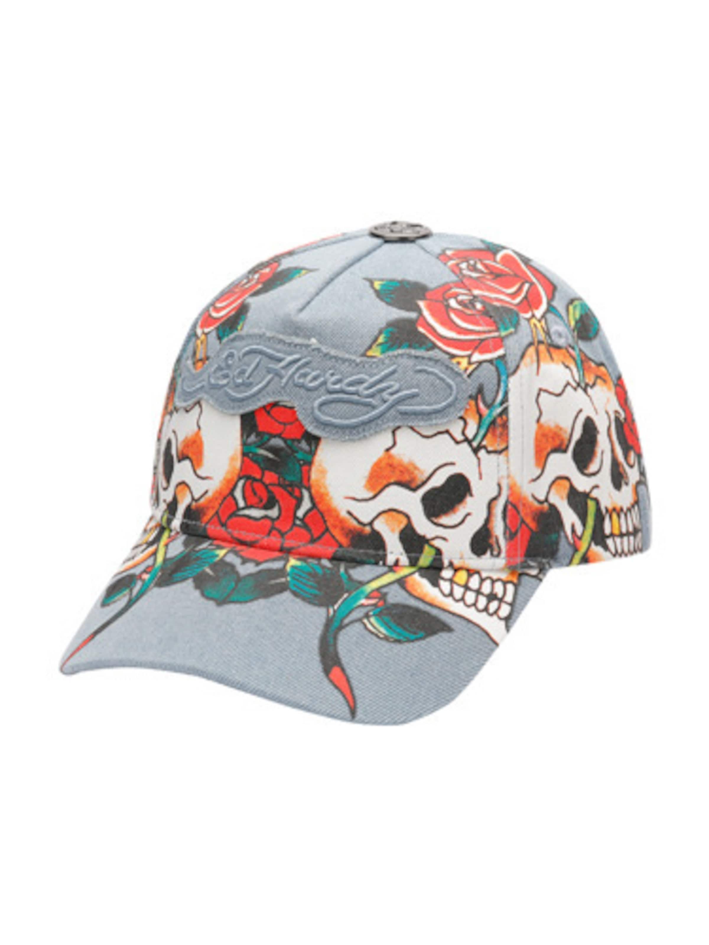Șapcă 'Skull Rose' de la Ed Hardy pe albastru: față