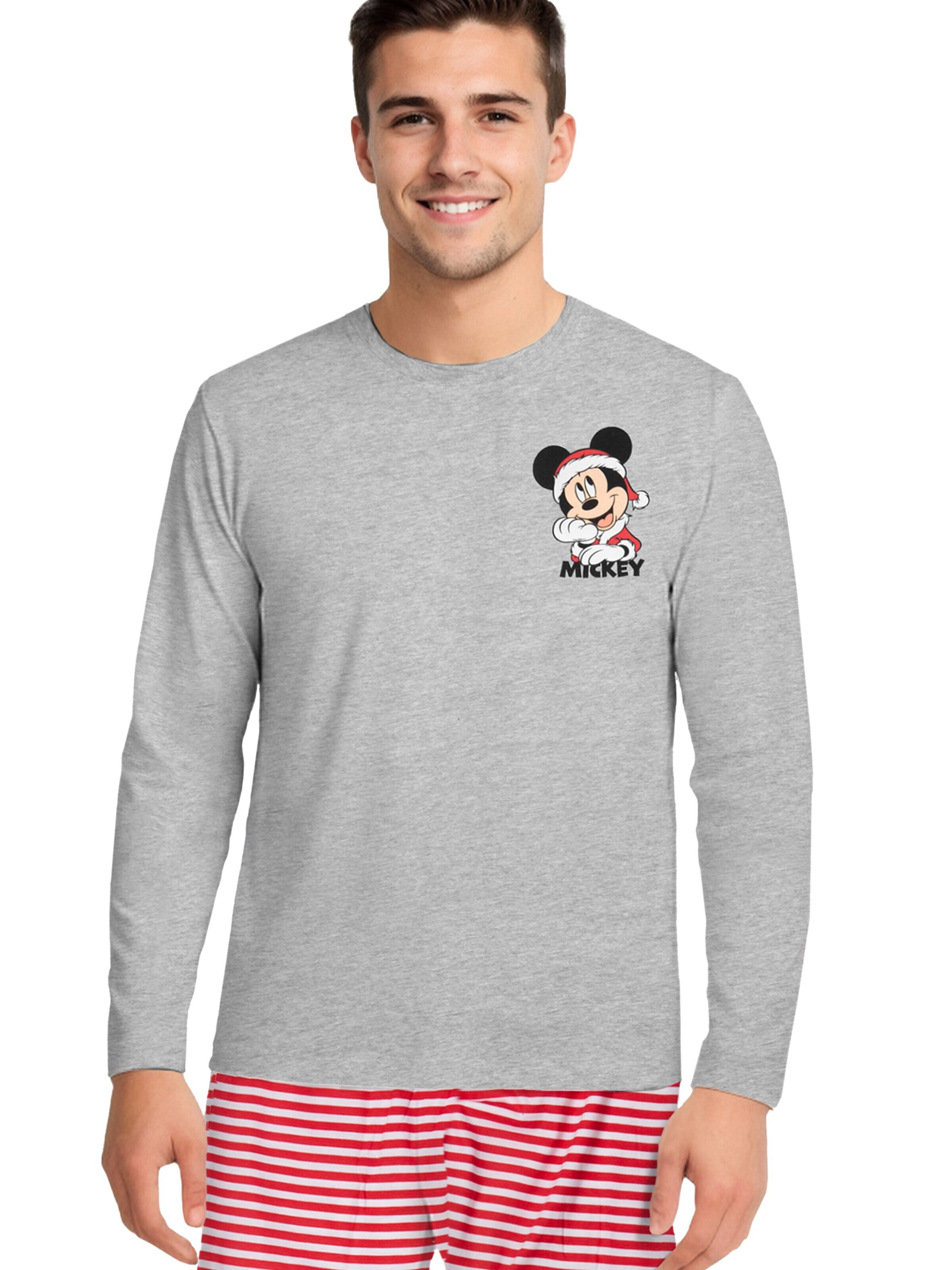 MICKEY MOUSE Pyjama lang 'Disney XMAS Christmas'‌‌ in Grau